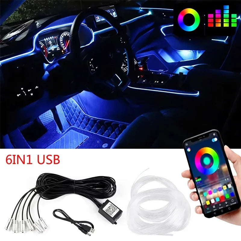 Car Ambient LED Interior Lighting Kit (App Control)